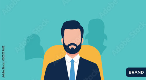 Businessman Sitting in Office Chair Flat Design Business Concept.
