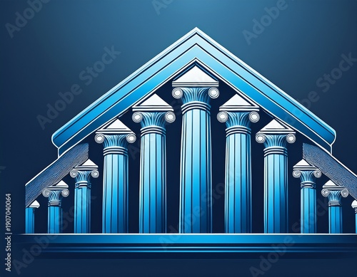 blue builder logo resembling pillars or stylized architectural gateway structure