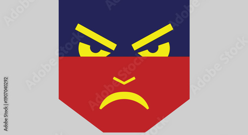 Angry Face Icon - Geometric Design Emotion Vector Graphic.