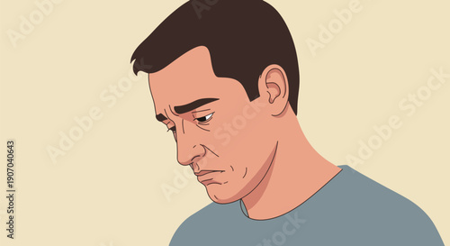 Sad Man Portrait of Depressed Person Grief and Mental Health.