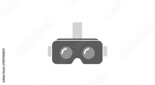 Gray Virtual Reality VR Headset Illustration, Immersive Technology Device on Isolated White Background.