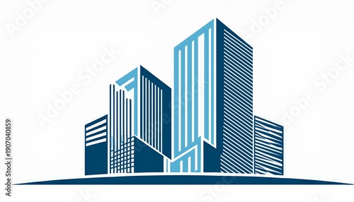 modern architectural building logo design in blue color for construction business