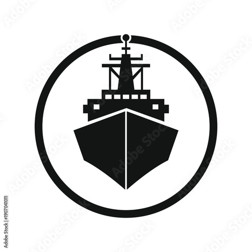 Silhouette Warship at Sea Vector Design