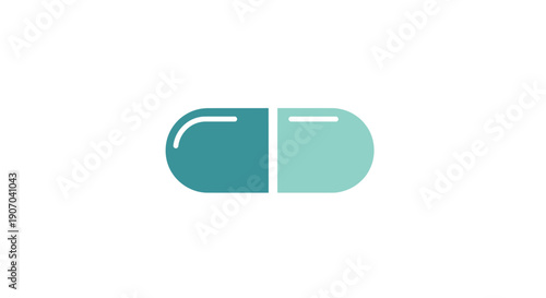 Blue Green Medical Capsule Pill Isolated White Background