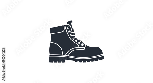 Robust Work Boot Icon, Durable Hiking Footwear for Outdoor Adventure, isolated white background.