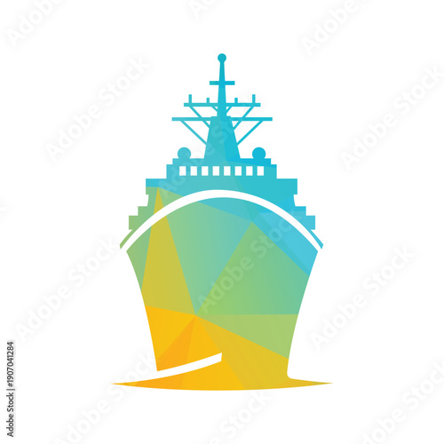 Geometric Ship With Gradient Shapes Vector
