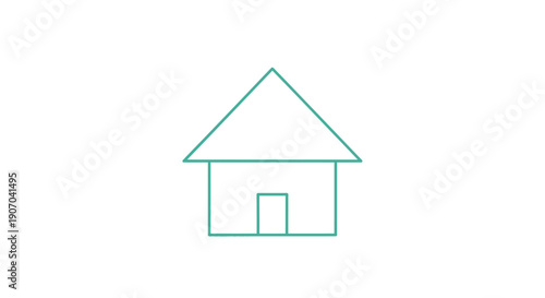 Simple Outline House Icon Symbolizing Home and Real Estate on Isolated White Background