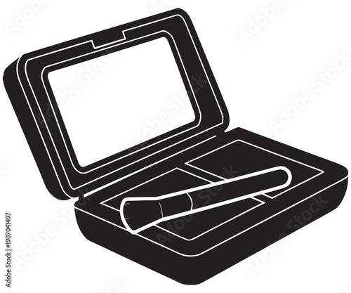  Makeup Icons SVG – Compact Powder & Brushes Silhouette Vector .