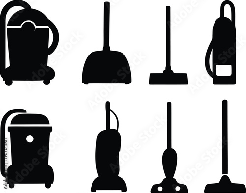 Set of vacuum cleaner icon minimal vector art illustration on a white background.
