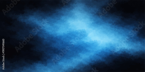 An abstract dark blue sky background textured with misty smoke and celestial light creates a mysterious storm clouds backdrop featuring hints of nature and space
