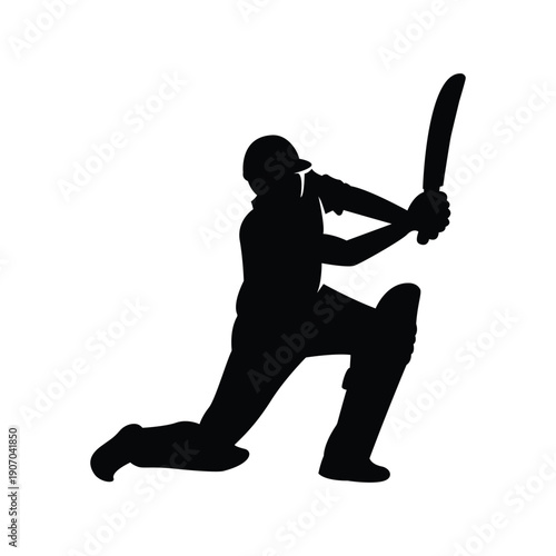 Silhouette of black logo cricket cover drive best logo