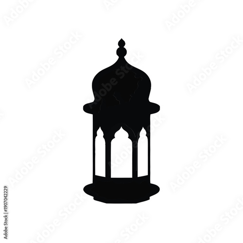 Elegant black silhouette of a traditional indian or middle eastern tower