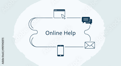 Vector online help icons, support symbols for website or app, customer service illustration, isolated on transparent background, png