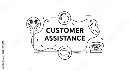 Customer assistance line icon set, support hotline illustration, phone and chat symbols vector for website or presentation