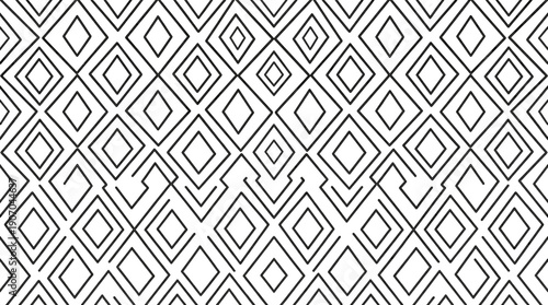 Repeating diamond pattern with geometric shapes, creating a seamless, abstract design.