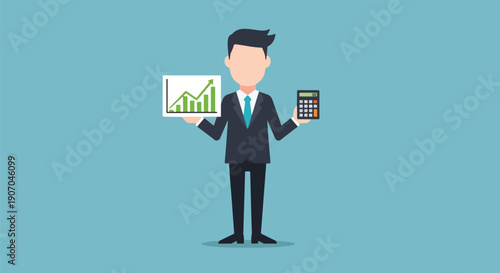 Business Analyst with Growth Chart and Calculator Finance.