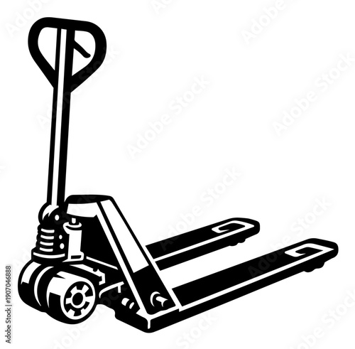 Pallet Jack Vector, Warehouse Pallet Truck, Material Handling Equipment, Industrial Logistics Illustration