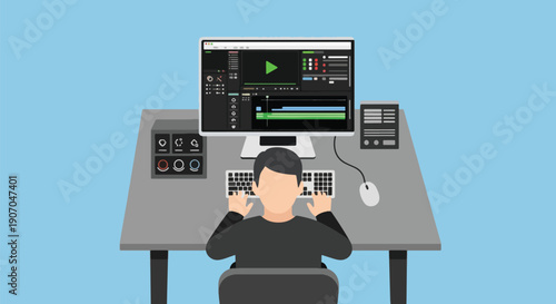 Video Editing Production Post-Production Computer Workstation.