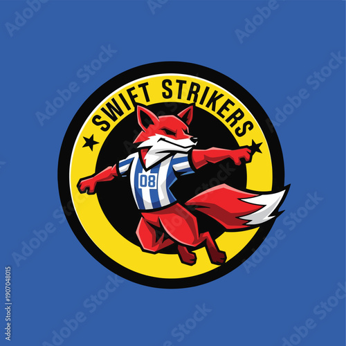 Swift Strikers Fox Mascot Logo - Soccer Team Emblem.