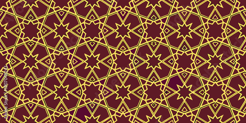 Elegant geometric pattern with gold lines on burgundy background