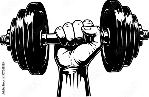 Dumbbell Line Icon – Strength Training, Fitness Workout and Gym Symbol
