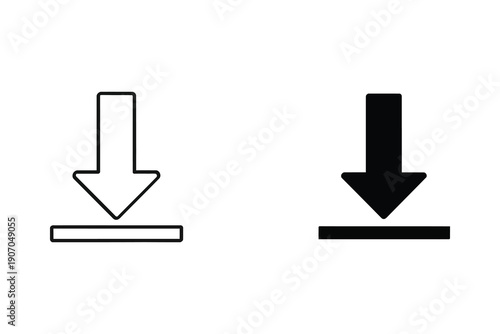 Black and white arrow icons pointing down, simple vector illustration