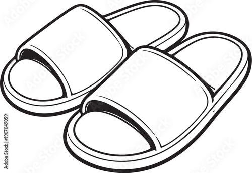 Maternity Comfort Slippers Pair Black and White Line Art.eps
