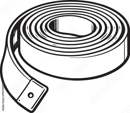 Pregnancy Belly Measurement Tape Black and White Line Art.eps