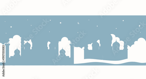 City skyline silhouette at night time.