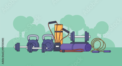 Fitness Equipment in the Park Exercise Outdoor Gym.