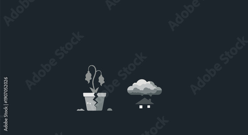 Dead Plant vs Healthy Cloud Concept.
