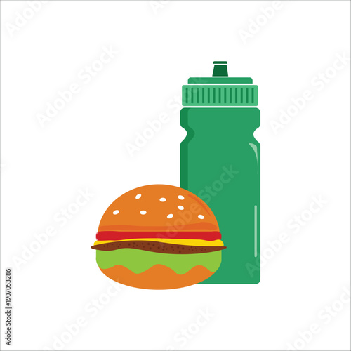 Classic fast food vector illustration of burger and drink