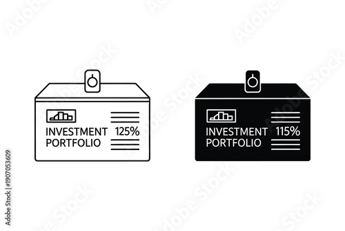 Investment Portfolio Safe Box Icons in Flat Design Vector Illustration