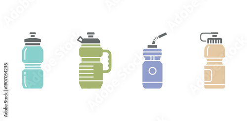 Water bottle depicted as a solid icon, in glyph style for online platforms or mobile applications, great for fitness and hydration, with a vector graphic of a sports bottle that has editable strokes.
