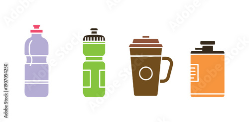 A solid icon representing a water bottle, designed in glyph style for web or mobile use, excellent for fitness and drinking, featuring a vector illustration of a sports bottle with strokes.