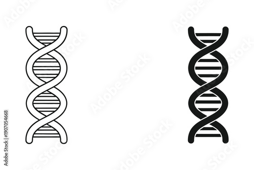 DNA double helix structure vector illustration in black and white flat design