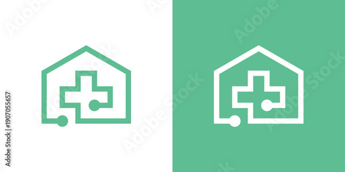 Dual meaning logo combining a home and plus symbol, symbolizing added value, care, support, and enhanced residential or property services.