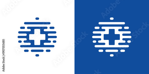 Dual meaning logo combining medical and technology elements, symbolizing advanced healthcare, innovation, precision, and modern tech-driven medical solutions.