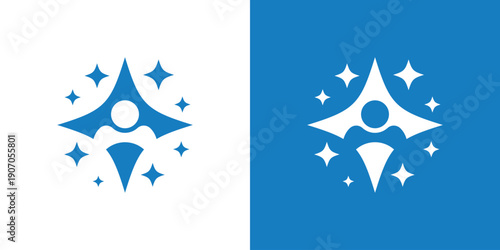 Dual meaning logo combining people and star elements, symbolizing talent, excellence, aspiration, recognition, and human potential shining forward.