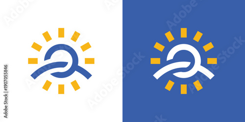 Dual meaning logo combining sun and people elements, symbolizing warmth, positivity, energy, growth, and a bright, people-centered community.