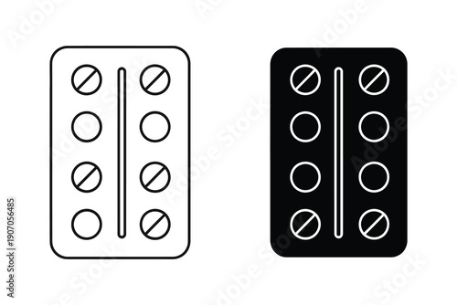 Pill Blister Packs in Flat Design Style Vector Illustration