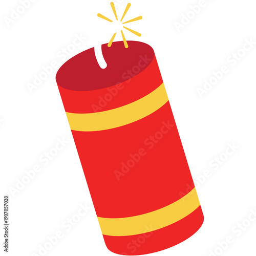 Christmas dynamite bomb illustration with a burning fuse and red ribbon as a festive symbol