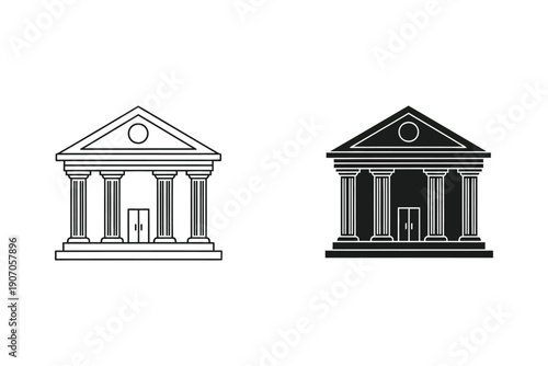 Bank or government building vector illustration with greek columns and triangular roof flat design