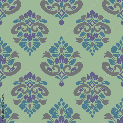 Ethnic abstract ikat seamless floral pattern, textile illustration, embroidery, print striped ornament floral, pattern, design for wrapping, silk, scarf, background, textile, carpet, rug, texture