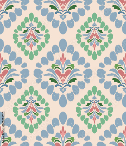 Ethnic abstract ikat art. Fabric Morocco, geometric ethnic pattern seamless color oriental. Background, Design for fabric, curtain, carpet, wallpaper, clothing, wrapping, Batik, vector illustration