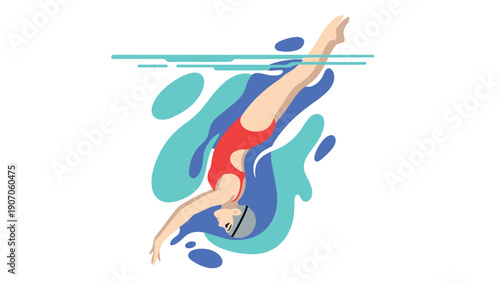 Diver in action: vibrant swimmer in motion with splash elements