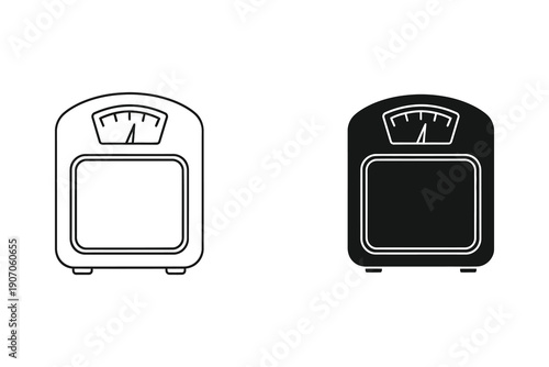 Black and White Bathroom Scales Vector Illustration Flat Design