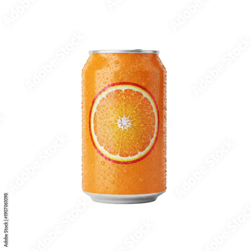 Orange soda can, isolated on transparent background