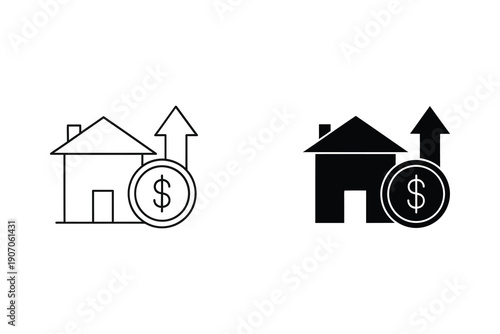 Home Investment Growth with Dollar Sign and Arrow Up vector illustration