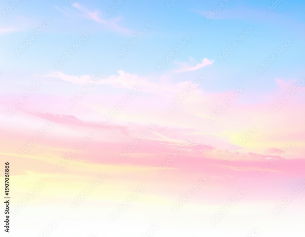 Obraz premium Serene Pastel Sky with Soft Clouds at Sunrise or Sunset